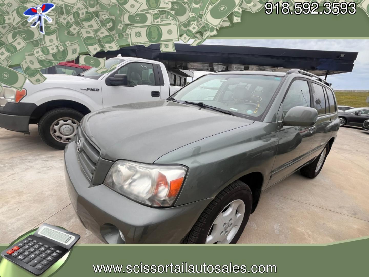 2007 GREEN Toyota Highlander V6 2WD with 3rd-Row Seat (JTEDP21A370) with an 3.3L V6 DOHC 24V engine, 5-Speed Automatic Overdrive transmission, located at 24375 E. Hwy 51, Broken Arrow, OK, 74014, (918) 592-3593, 36.156311, -95.992752 - Photo#0
